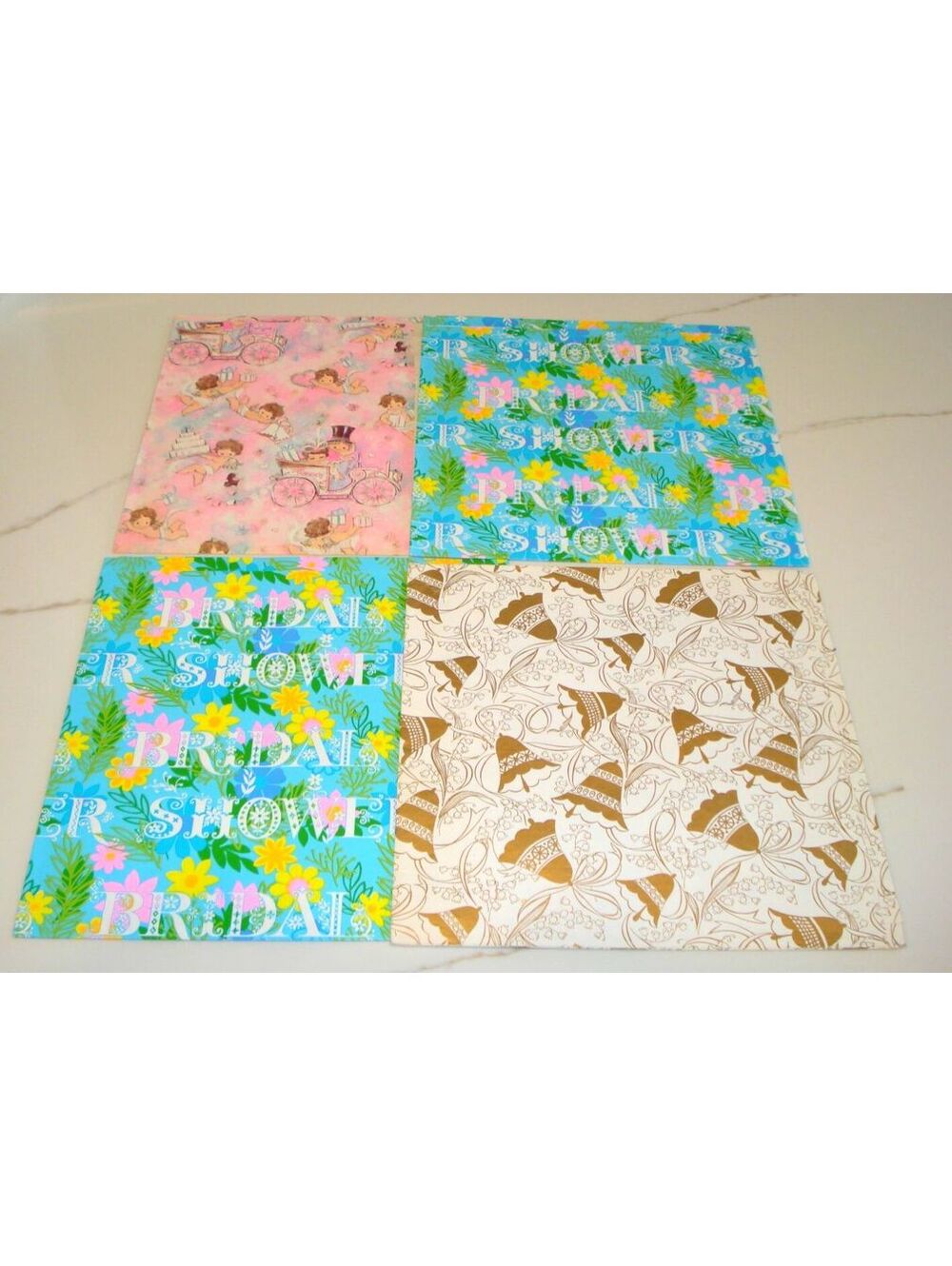 Vintage 60's Bridal Shower Gift Wrap Paper in 3 Prints by Hallmark & Other brand